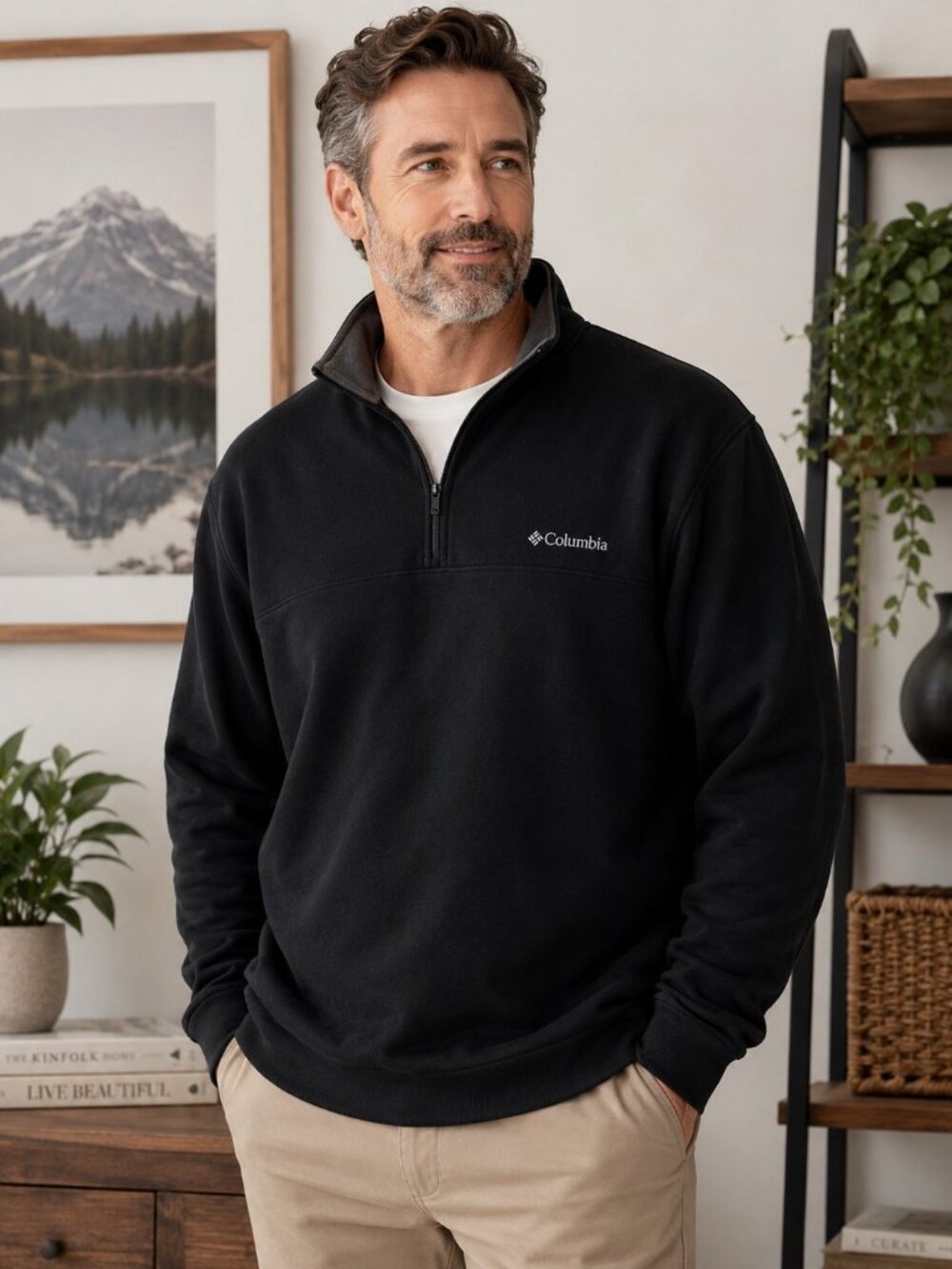 Columbia Hart Mountain II Half Zip Sweatshirt Black Mens 3X Big EUC